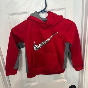 Nike Kids Camo Swoosh Red and Gray Hoodie